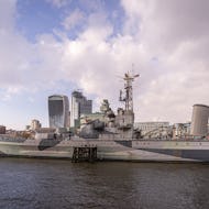 HMS Belfast with City of London skyscrapers in the background