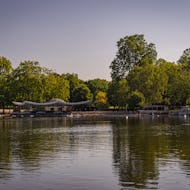 Serpentine Bar & Kitchen is located on the east end of the lake