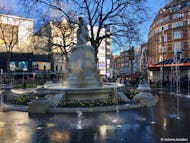 Fountain around the statue of William Shakespeare at Leicester Square