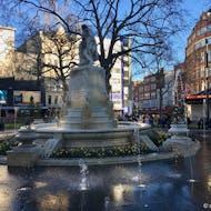 Fountain around the statue of William Shakespeare at Leicester Square
