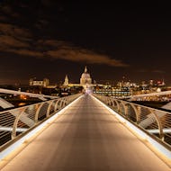 St Paul's Cathedral on one end of the Millennium Bridge