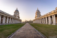 Closer view of Old Royal Naval College with Canary Wharf in the background