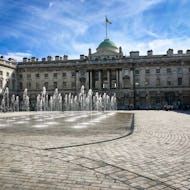 Side view of a fountain in the courtyard of Somerset House