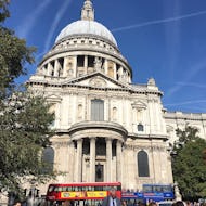 St. Paul's Cathedral with a double-decker bus passing