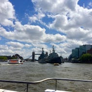 A view of HMS Belfast from Thames Clipper