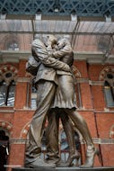 The Meeting Place statue at the St Pancras station